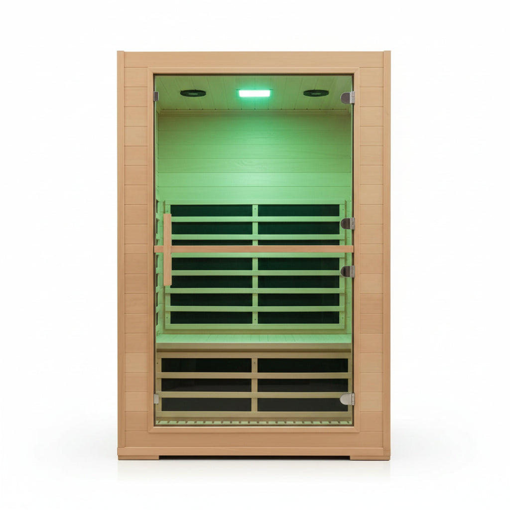 2 Person Far Infrared Sauna with Smart APP Control, 2000W Low EMF Wooden Infrared Sauna Room for Home, 8 Carbon Mica Heating Panels Wellness Sauna, Canadian Hemlock Indoor Spa for Home Relaxation