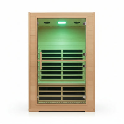 2 Person Far Infrared Sauna with Smart APP Control, 2000W Low EMF Wooden Infrared Sauna Room for Home, 8 Carbon Mica Heating Panels Wellness Sauna, Canadian Hemlock Indoor Spa for Home Relaxation
