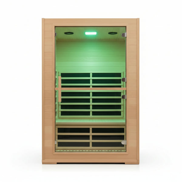 2 Person Far Infrared Sauna with Smart APP Control, 2000W Low EMF Wooden Infrared Sauna Room for Home, 8 Carbon Mica Heating Panels Wellness Sauna, Canadian Hemlock Indoor Spa for Home Relaxation