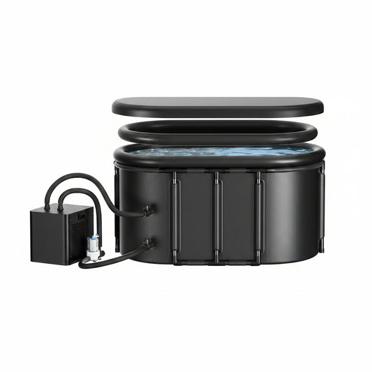 1/3 HP Ice Bath Chiller & 148 Gal Oval Cold Plunge Tub Kit | Cold Plunge Chiller with External Pump & Filter, XXL Upgraded Ice Pod, Cold Plunge Tub with Chiller for Cold Therapy Recovery